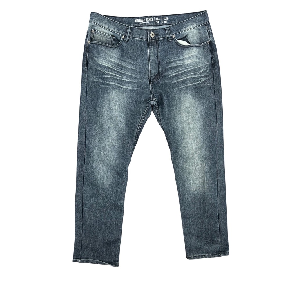 Vintage Genes Men Slim Fit Jeans‎ Dark Wash Stretch Denim 36x30